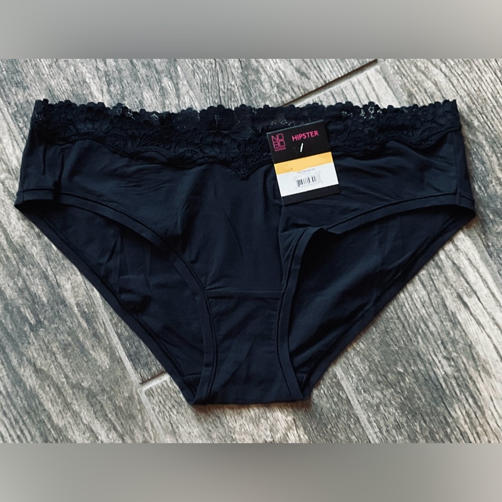 New Nobo, No Boundaries Lace Trim Hipster Panties Size XXL Black Soot